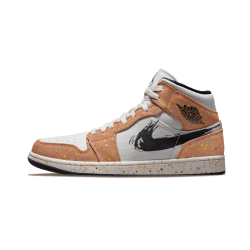 DA8005-100 Air Jordan 1 Mid Se Brushstroke Sail/Black-Cider-Chile Red 