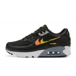 Men Sports Shoes Nike Air Max 90 Black Yellow and Orange