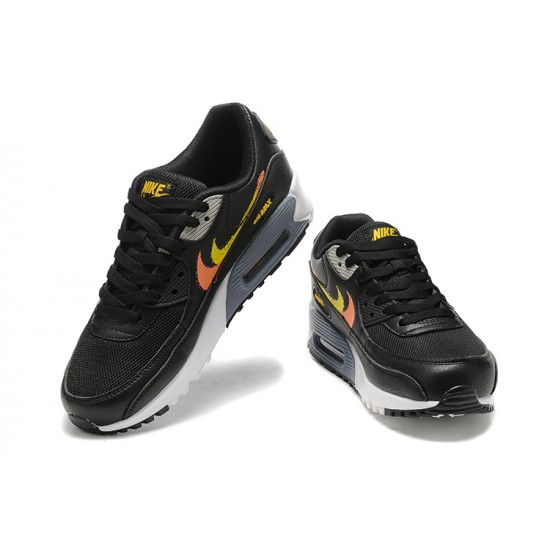 Men Sports Shoes Nike Air Max 90 Black Yellow and Orange