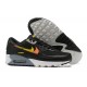 Men Sports Shoes Nike Air Max 90 Black Yellow and Orange