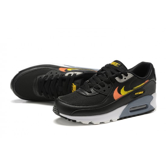 Men Sports Shoes Nike Air Max 90 Black Yellow and Orange
