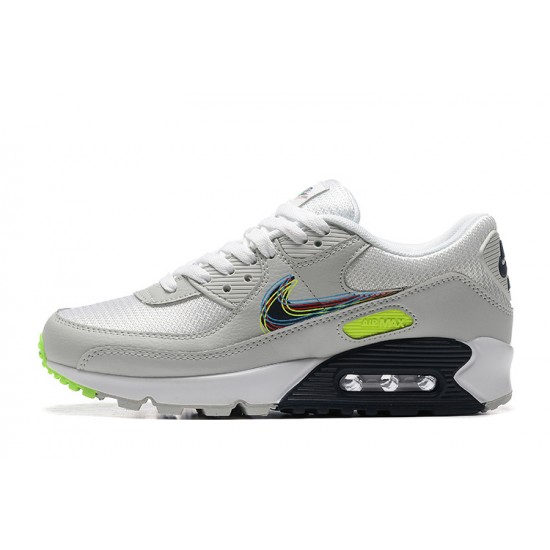 Men Sports Shoes Nike Air Max 90 Grey White and Black