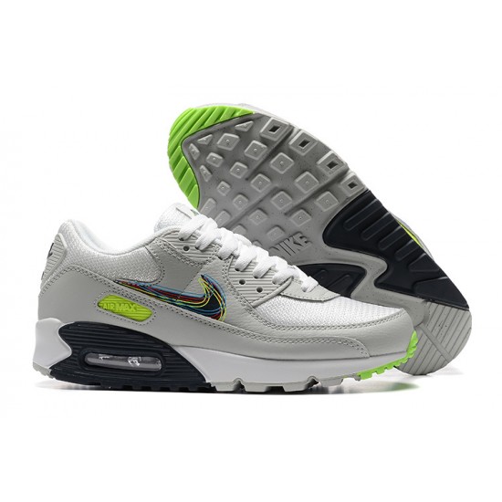 Men Sports Shoes Nike Air Max 90 Grey White and Black