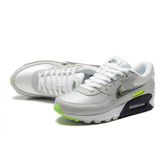 Men Sports Shoes Nike Air Max 90 Grey White and Black