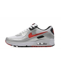 Men Sports Shoes Nike Air Max 90 Silver Red