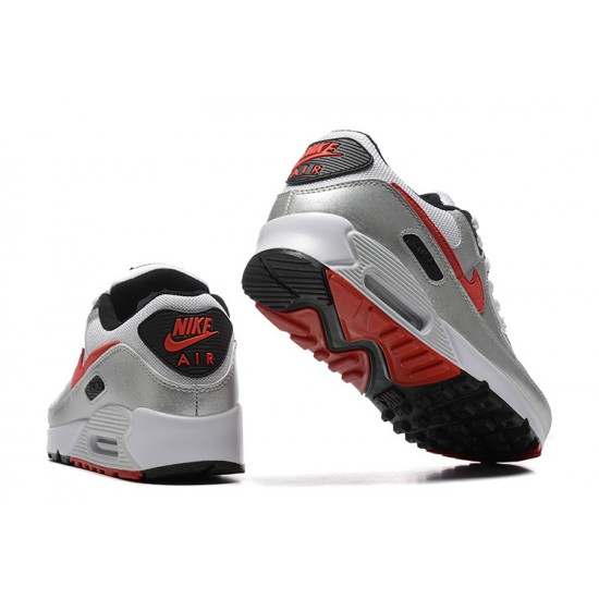Men Sports Shoes Nike Air Max 90 Silver Red