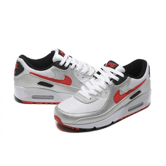 Men Sports Shoes Nike Air Max 90 Silver Red