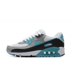 Men Sports Shoes Nike Air Max 90 White Grey and Blue