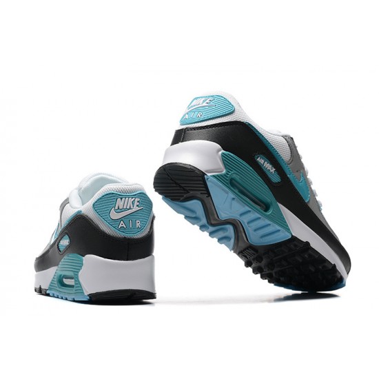 Men Sports Shoes Nike Air Max 90 White Grey and Blue