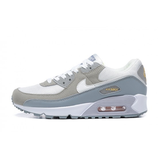 Men Sports Shoes Nike Air Max 90 White Grey and Green