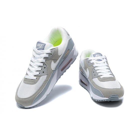 Men Sports Shoes Nike Air Max 90 White Grey and Green