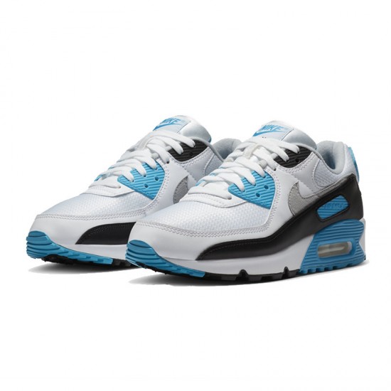 Women/Men Sports Shoes Nike Air Max 90 Laser Blue and White