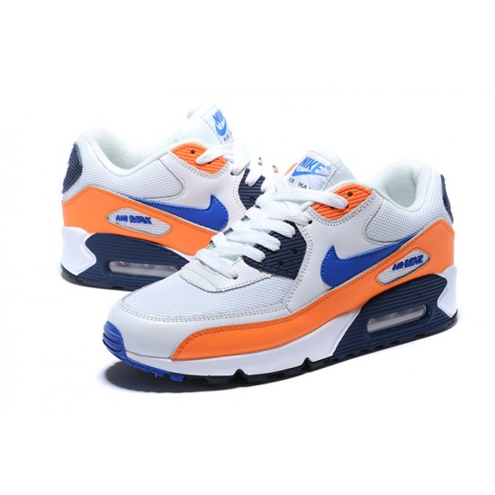 Women/Men Sports Shoes Nike Air Max 90 Orange Blue AJ1285-104