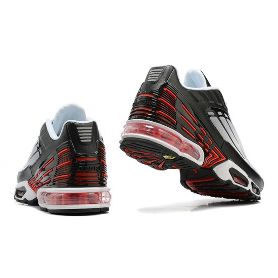 Men Sports Shoes Nike Air Max Plus 3 Black Red and Grey