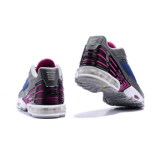 Men Sports Shoes Nike Air Max Plus 3 Grey Blue and Purple