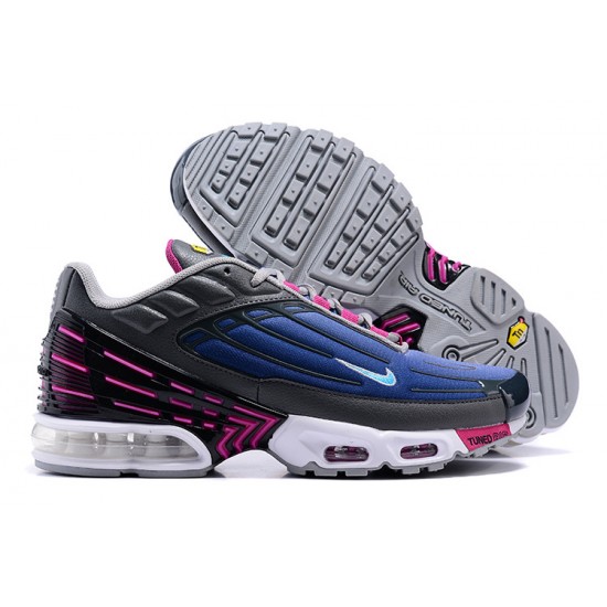 Men Sports Shoes Nike Air Max Plus 3 Grey Blue and Purple
