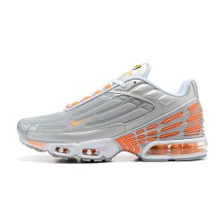 Men Sports Shoes Nike Air Max Plus 3 Grey Orange and Silver