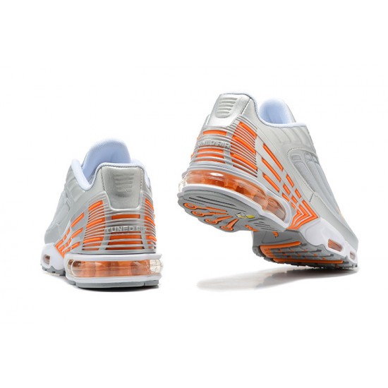 Men Sports Shoes Nike Air Max Plus 3 Grey Orange and Silver