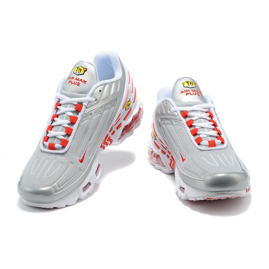 Men Sports Shoes Nike Air Max Plus 3 Grey Silver and Red  CK5178-072