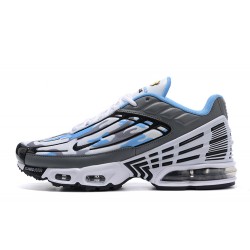 Men Sports Shoes Nike Air Max Plus 3 White Blue and Grey