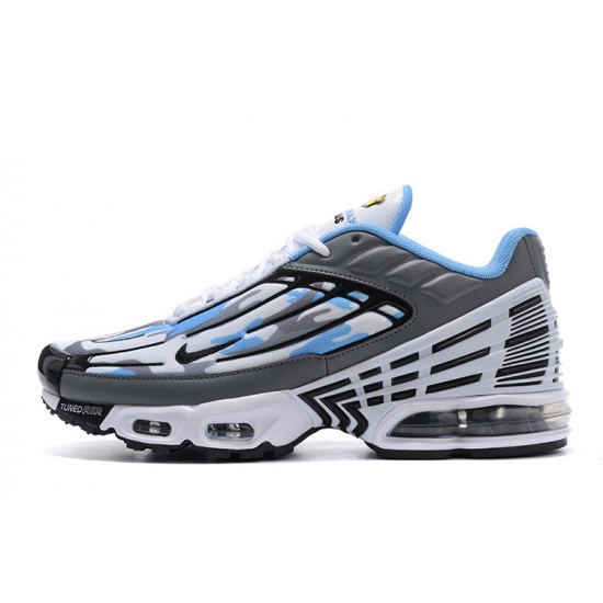 Men Sports Shoes Nike Air Max Plus 3 White Blue and Grey