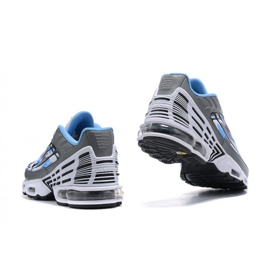 Men Sports Shoes Nike Air Max Plus 3 White Blue and Grey