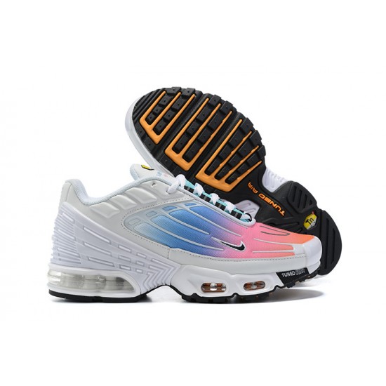 Men Sports Shoes Nike Air Max Plus 3 White Blue and Pink