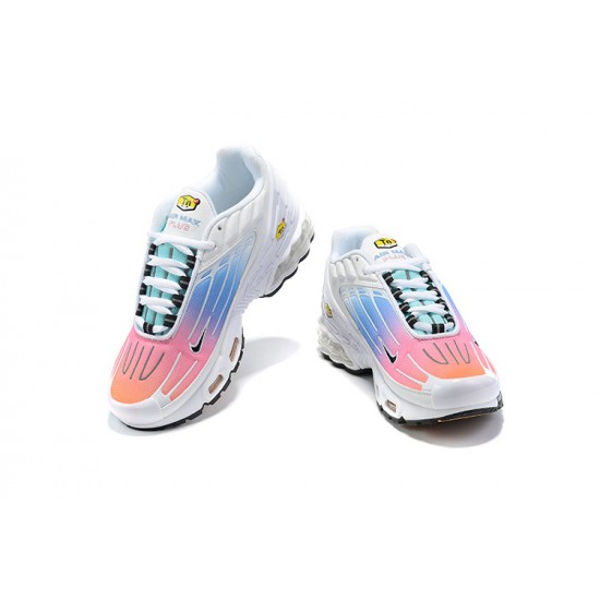 Men Sports Shoes Nike Air Max Plus 3 White Blue and Pink