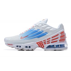 Men Sports Shoes Nike Air Max Plus 3 White Blue and Red