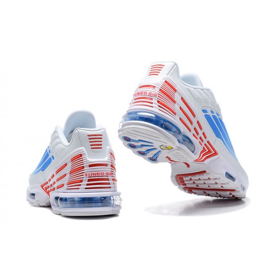 Men Sports Shoes Nike Air Max Plus 3 White Blue and Red