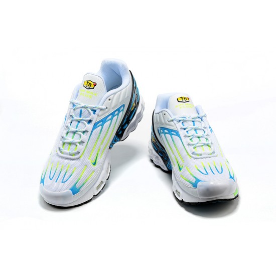 Men Sports Shoes Nike Air Max Plus 3 White Blue and Yellow DV7138-100