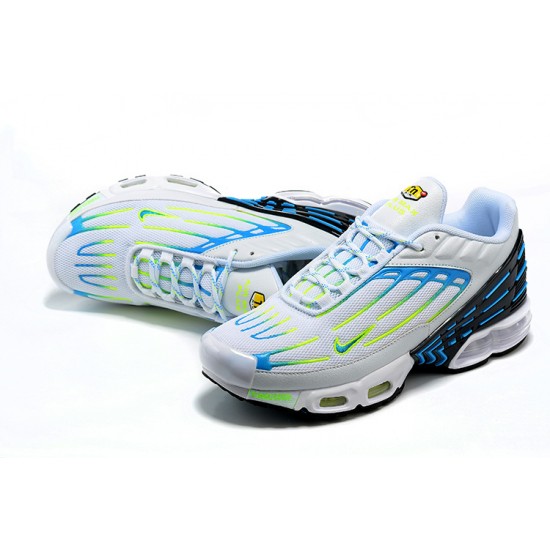 Men Sports Shoes Nike Air Max Plus 3 White Blue and Yellow DV7138-100