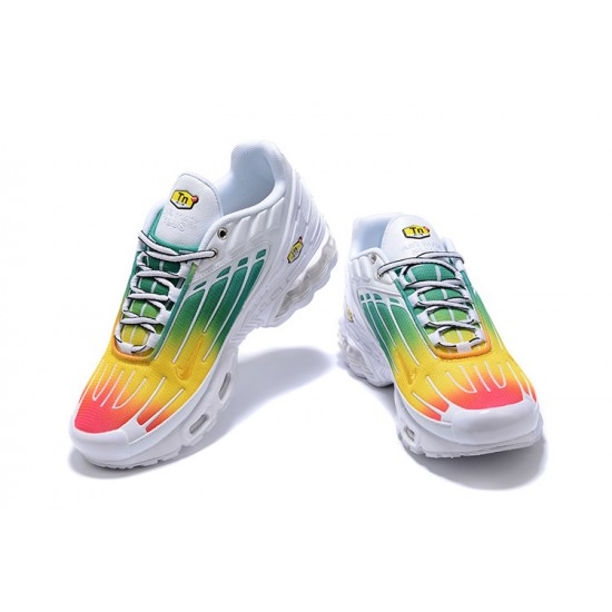 Men Sports Shoes Nike Air Max Plus 3 White Green and Yellow