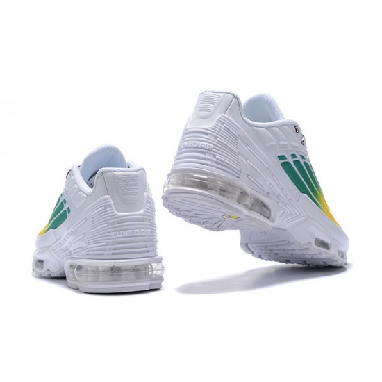 Men Sports Shoes Nike Air Max Plus 3 White Green and Yellow
