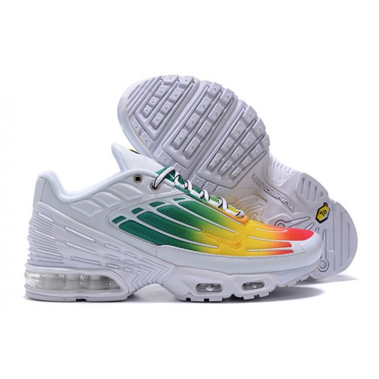Men Sports Shoes Nike Air Max Plus 3 White Green and Yellow
