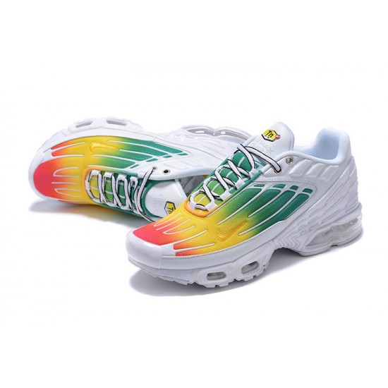 Men Sports Shoes Nike Air Max Plus 3 White Green and Yellow