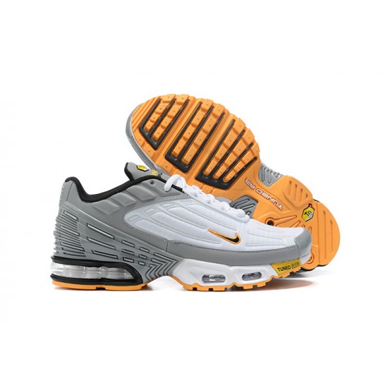 Men Sports Shoes Nike Air Max Plus 3 White Grey and Orange