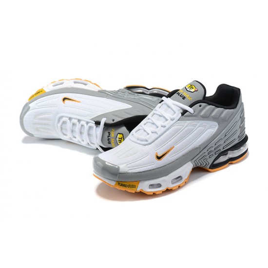 Men Sports Shoes Nike Air Max Plus 3 White Grey and Orange