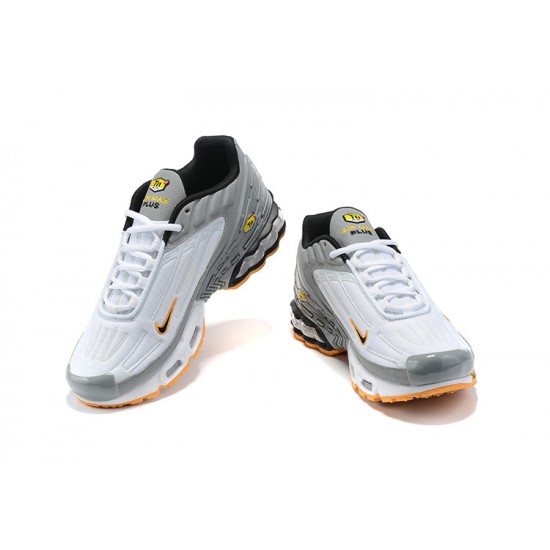 Men Sports Shoes Nike Air Max Plus 3 White Grey and Orange