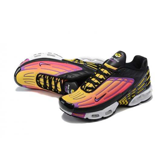 Women/Men Sports Shoes Nike Air Max Plus 3 Black Yellow and Purple CJ9684-003 