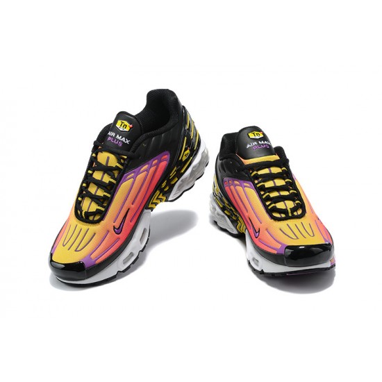 Women/Men Sports Shoes Nike Air Max Plus 3 Black Yellow and Purple CJ9684-003 