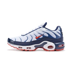 Men Sports Shoes Nike Air Max Plus Tn QS White Blue and Red
