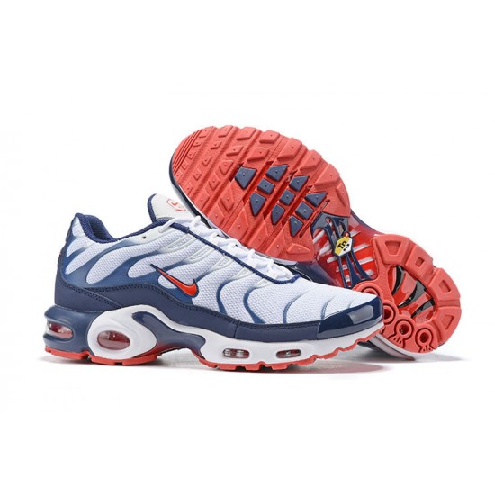Men Sports Shoes Nike Air Max Plus Tn QS White Blue and Red Men Sports Shoes Nike Air Max Plus Tn QS White Blue and Red